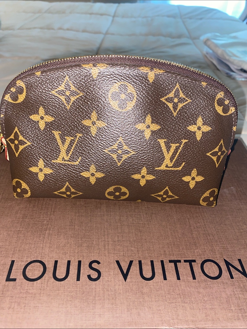 Louis Vuitton Monogram Pattern Cosmetic Case - Brown & Gold Accents